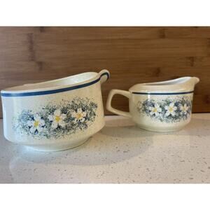 TemperWare by Lenox Dewdrops Cream and Bowl With‎ Handle Set Of 2